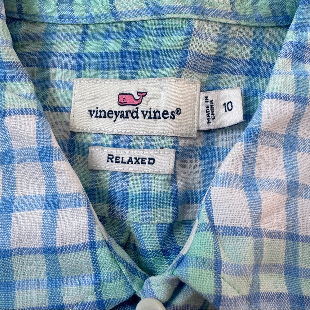 Vineyard Vines Linen Blue Plaid Shirt - Picture 5 of 5